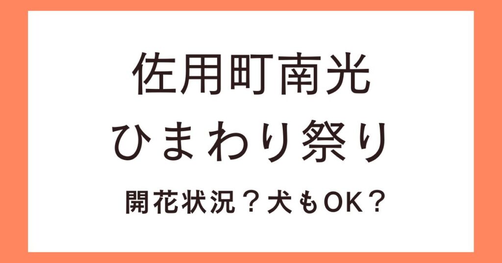 佐用町南光ひまわり祭り2024ひまわり畑の開花状況は？犬も連れて一緒に楽しめる？