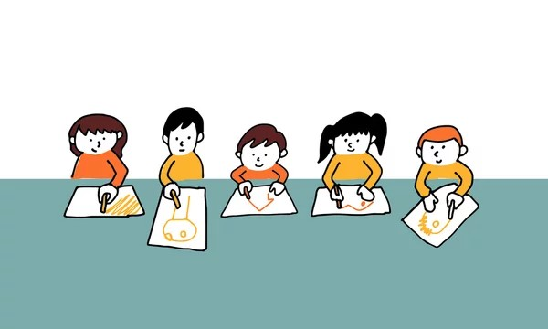 お絵描きする子どもたち